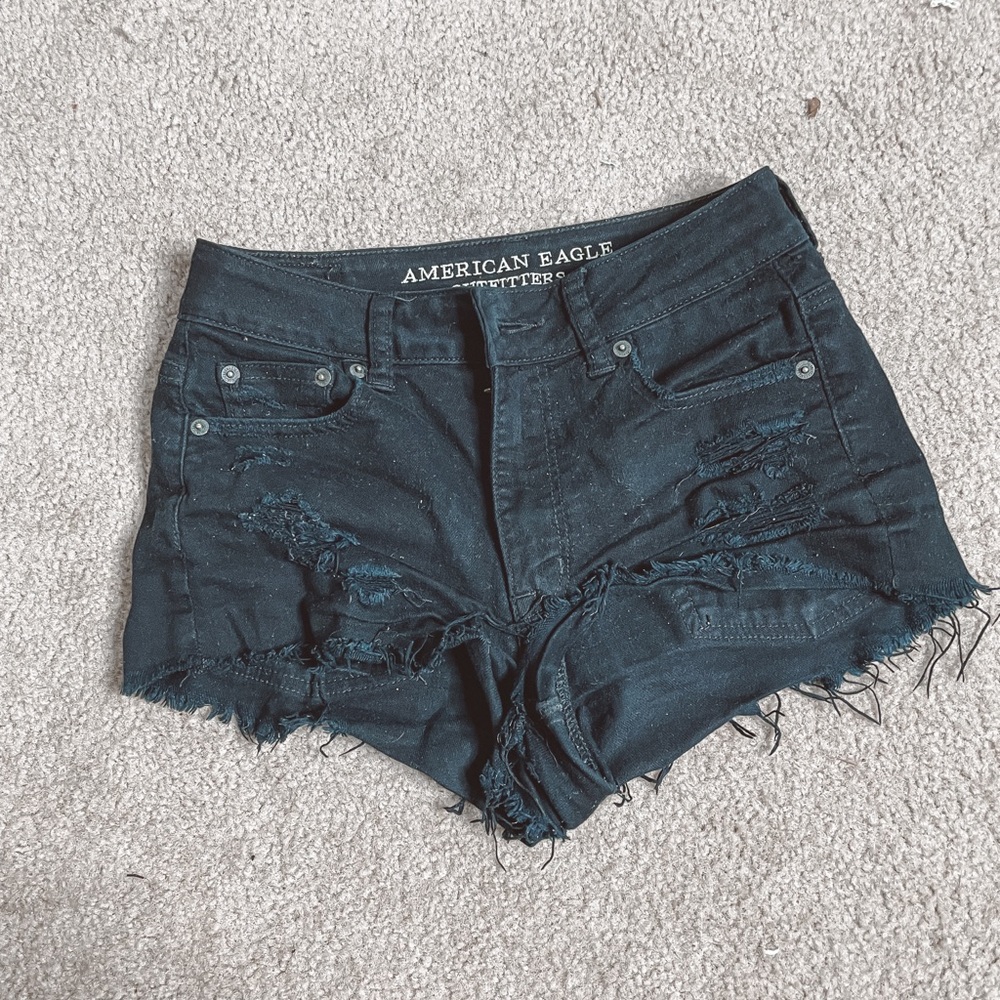 American Eagle hi-rise festival black shorts